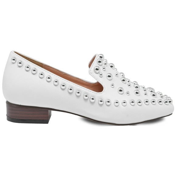 NEW Women's Studded Mule Loafer White - Picture 1 of 4